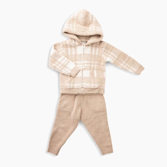 Barefoot Dreams CozyChic 2-Piece Plaid Hoodie & Jogger Pants - 2T/3T - Picture 1 of 7